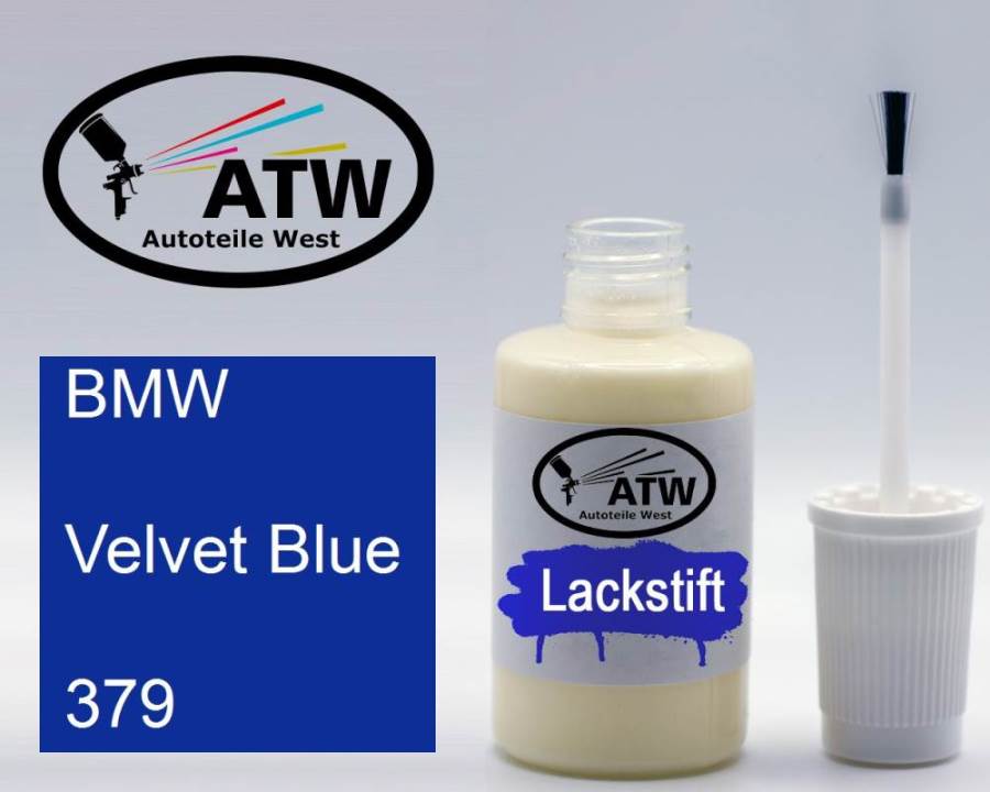 BMW, Velvet Blue, 379: 20ml Lackstift, von ATW Autoteile West.